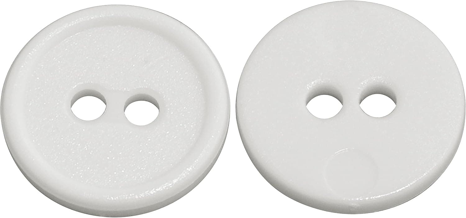 AERZETIX - C65548 - Lot de 50 Boutons à coudre ronds Ø15x2.2 mm avec bord à 2 trous L24 24L en plastique - couleur: blanc - diamètre de l'ouverture 2 mm - mercerie couture vêtements