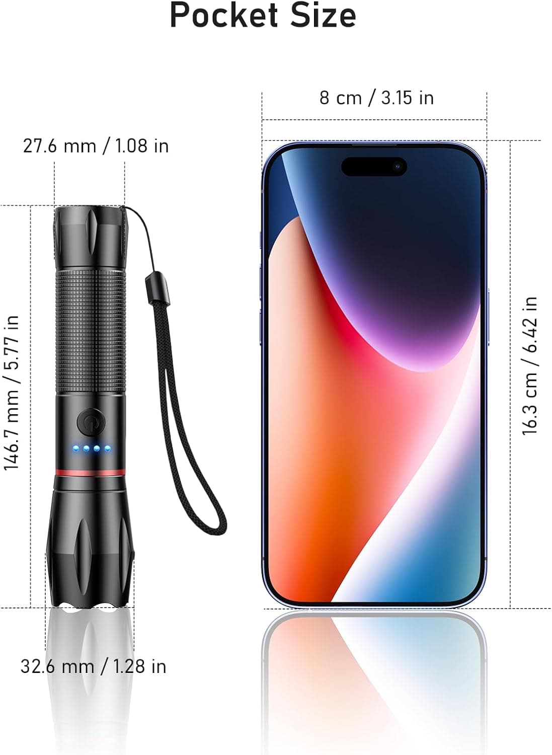 Blukar Lampe Torche LED Rechargeable, 2000L Lampe de Poche Ultra Puissante