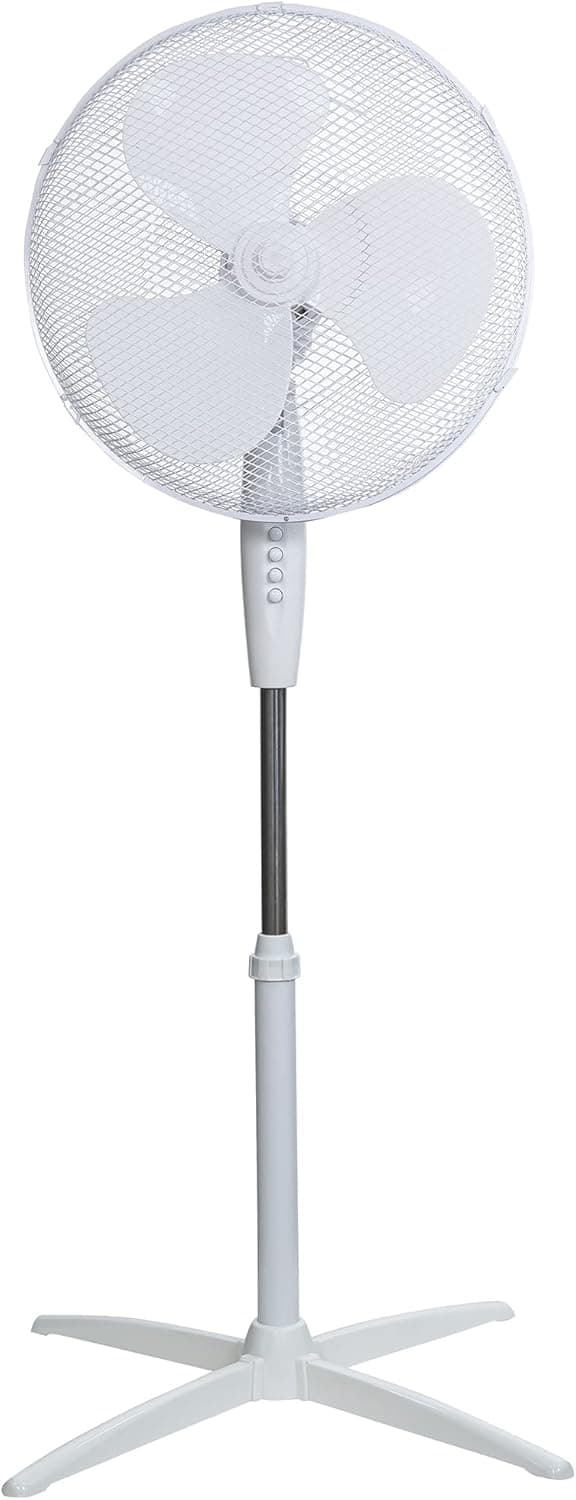 Russell Hobbs 16" Pouces, Léger, Ventilateur Sur Pied, 3 Vitesses, Oscillation Grand Angle, Flux D'Air Puissant, Hauteur Réglable, Blanc - Rhppf1621