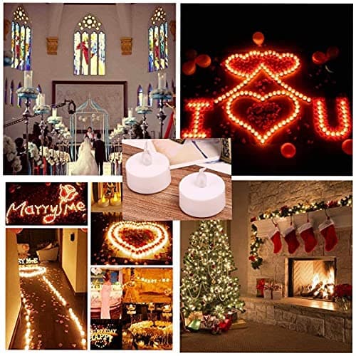 simile Lot de 24 bougies chauffe-plat LED sans flamme alimentées par piles - 100 heures - Pour fête de mariage, vacances, décoration d'intérieur ou d'extérieur (blanc chaud)