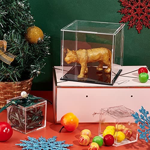 FINGERINSPIRE Vitrine Acrylique Transparente avec Base Noire Cube 11X11X10cm Boîte Transparente Auto-Assemblage Vitrine de Protection Antipoussière pour Figurines d'action Jouets de Collection