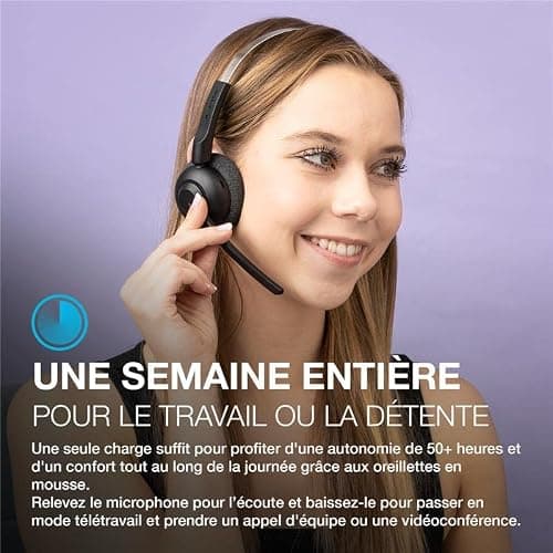 JLab Go Work Pop Casque Bluetooth sans Fil avec Micro - 50h, Noir