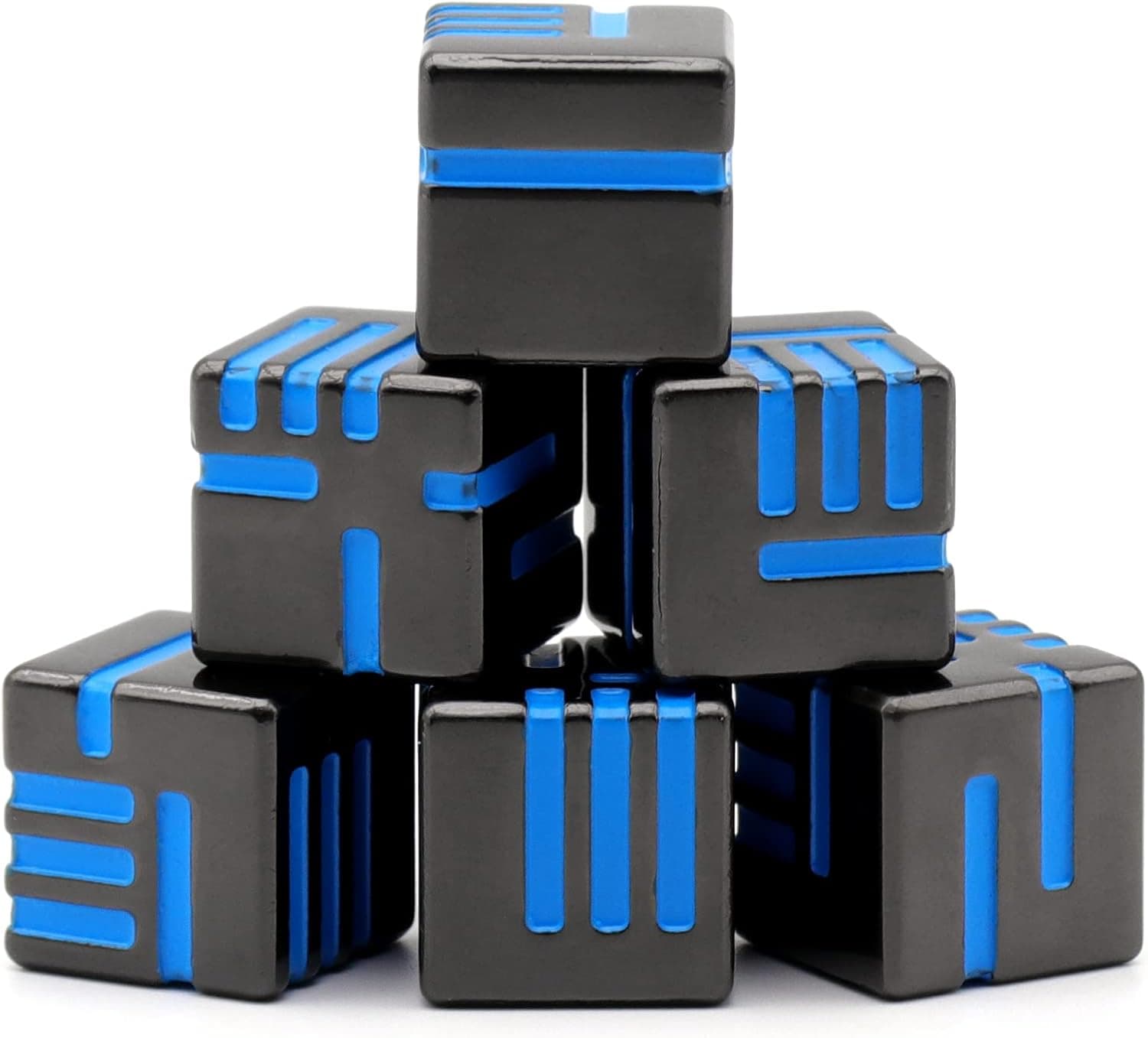 Dés JDR 6 Faces en Métal, Dés de Jeux pour Donjons et Dragons,Dés Jeu de Role 6 Pièces avec boîte en métal Dés Polyédriques(D6 Bleu)