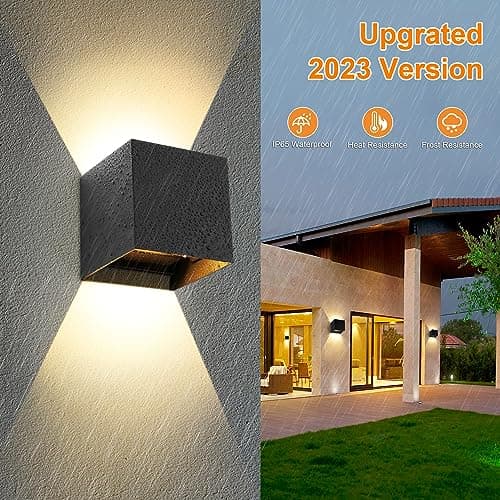 LEDMO 4 Pack Applique Murale Interieur/Exterieur Avec Angle de Faisceau Réglable 12W Appliques Murales LED 3000K Blanc Chaud NoireApplique Extérieur Etanche IP65