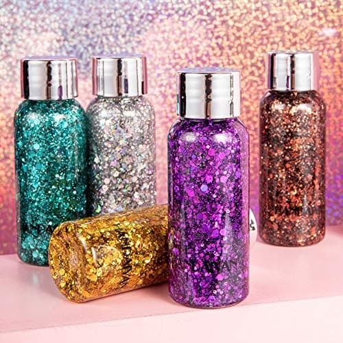 GL-Turelifes Sirène Paillettes Chunky Glitter Liquide Fard À Paupières Glitter Body Gel Festival Glitter Cosmétique Visage Cheveux Ongles Maquillage Longue Durée Mousseux 30g (03# Rose)