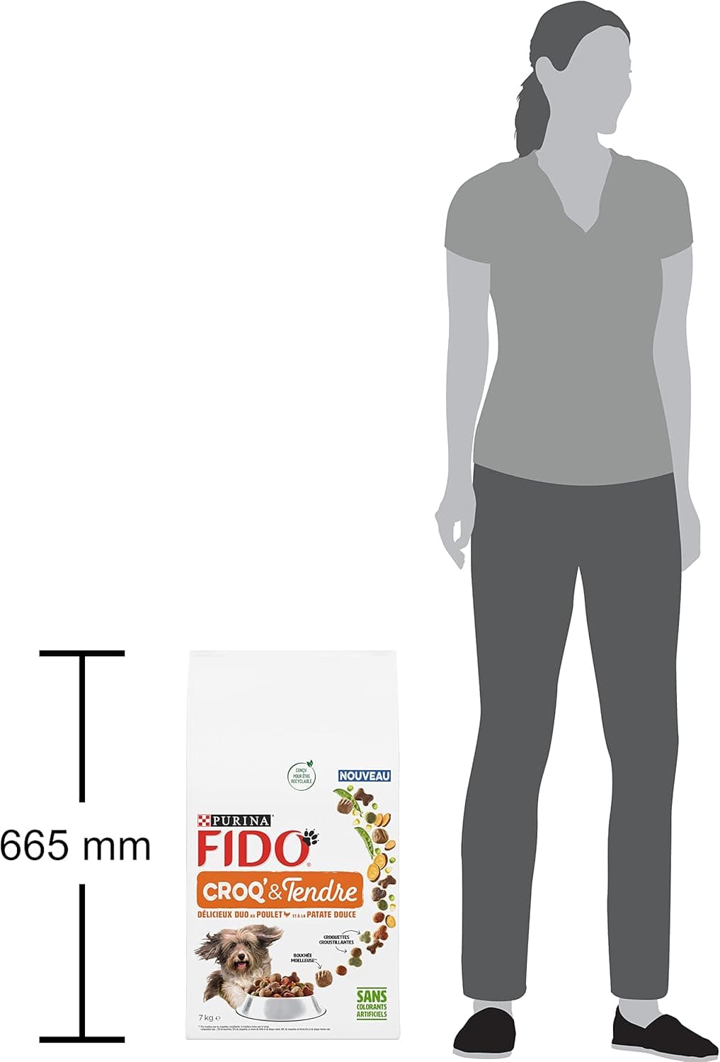 FIDO Croq et Tendre - Croquettes Chien Poulet Patate Douce - Sac de 7 kg | Croquettes Chien Saveur Poulet Patate Douce - Enrichi en oméga 3 et 6 pour la peau et les Muscles - Alimentation Chien