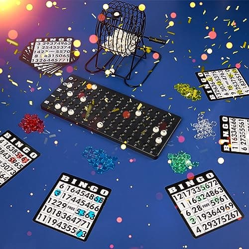 KreativeKraft Jeu de Bingo Enfant Adulte Jeu Loto Bingo Complet avec Distributeur Boules Numérotées Cartes et Jetons Jeux Famille Interieur