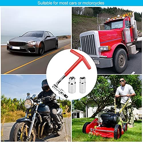 AFASOES Cle a Bougie 16/21MM Flexible Clés à Bougie Clé à Douille à Poignée en T Clé à Bougie d'Allumage Cle a Bougie Moto Clé à Bougie Articulée avec 2 Douilles pour Bougie d'Allumage pour Voiture