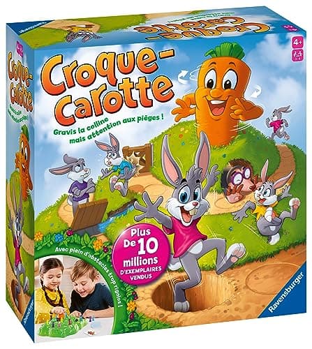 Ravensburger - Croque Carotte - Jeu de société - Enfants et Parents - Jeu de parcours rigolo - De 2 à 4 Joueurs à partir de 4 ans - Mixte - 22223 - Version française, Noir