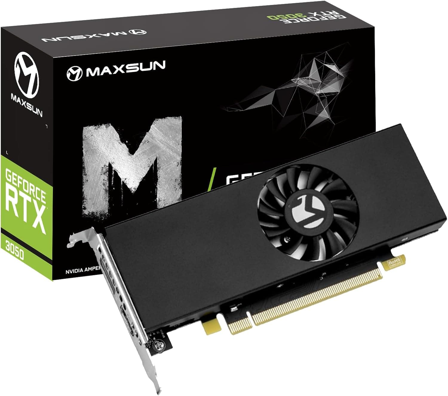 maxsun Carte Graphique GeForce RTX 3050 6 Go GDDR6 pour PC de Jeu, Format Compact, Design Fin et Compact, PCI Express 4.0, HDMI 2.1, DisplayPort 1.4a Low Profile GPU