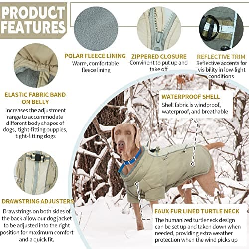 Manteau Chien Imperméable, Manteau pour Chien, Manteau Chien avec Fermeture à Glissière, Manteau Chien Hiver, Manteaux d'hiver pour Chiens, Pull pour ChienPour Chiens de Petite, Moyenne et Grande L