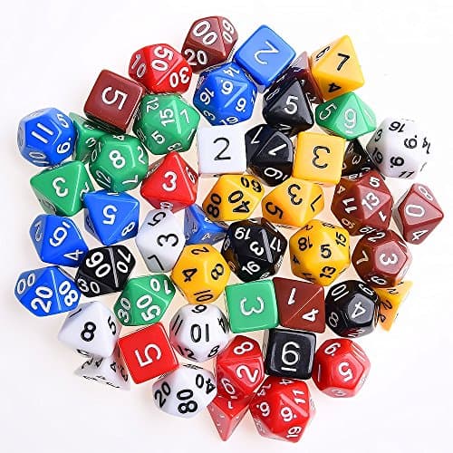 KUUQA 7 x 7 (49 Pieces) Dés polyédriques 7 Couleurs Role Playing Dice Dat de Jeu