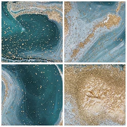 Moderne Impression sur Toile 100x70cm Image Tableau Decoration Murale Or Turquoise Arrière Plan Grand Tableaux Decoratifs Muraux Chambre Horizontal Deco Cadre Décoration Salon Art Wall AA100x70-4969