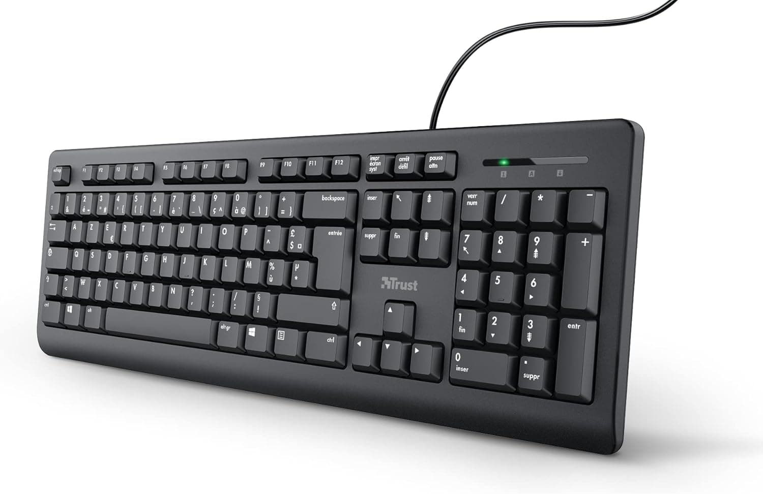Trust Taro Clavier Filaire USB AZERTY Français, Touches Plates, Noir | AZERTY FR