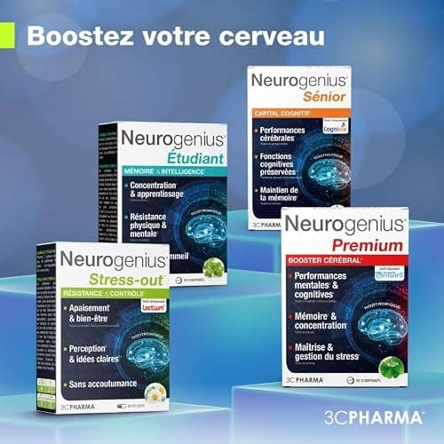 NEUROGENIUS STRESS OUT | Gestion du Stress et Résistance | Complément Nootropique pour la Sérénité Mentale | Formule avec Basilic Sacré, Rhodiola & Grande Camomille | 30 Capsules - 3C PHARMA
