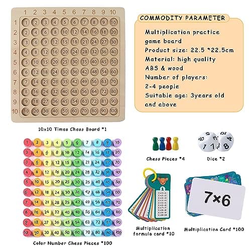 BGNXHYB Table de Multiplication en Bois, Tableau de Multiplication, Jeu de Multiplication, pour la Multiplication Jeu d'apprentissage des mathématiques, Cadeaux pour Enfants