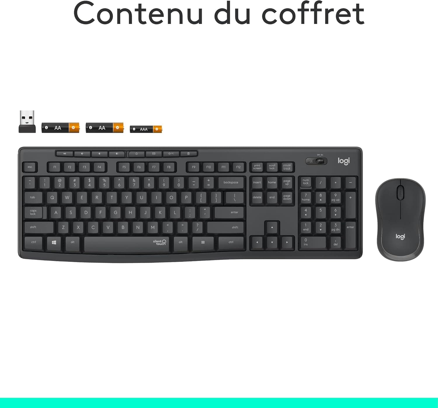 Logitech MK295 Silent ensemble souris et clavier sans fil | Layout Francese AZERTY - Grigio