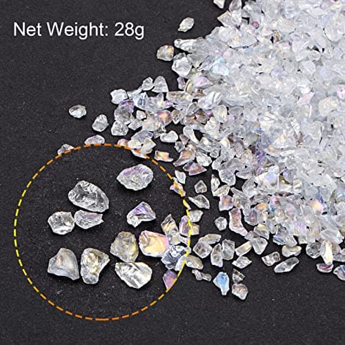 sourcing map 3 Couleurs Paillettes Verre Métallique Pilé Concassé, 1-4mm Irregulier pour Artisanat Bricolage Bijoux Vase Remplissage Epoxy Résine 28g Brillant Couleur Série
