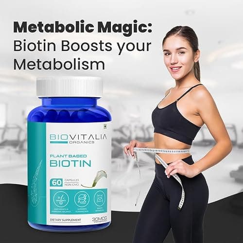 Biovitalia Organics Biotine 30mcg Capsule | Soutient la santé des cheveux et des ongles | Favorise l'équilibre hormonal | Soutenir le métabolisme | Complément alimentaire - 60 Capsules végétaliennes