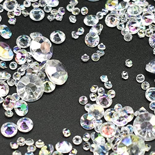 4000 pièces Diamants Acryliques Artificiels 3mm,6mm,10mm Table Décoration Diamants Acryliques pour Décoration Noël Mariage Fête D'anniversaire Table Décoration Mariage (Diamants de couleur AB)