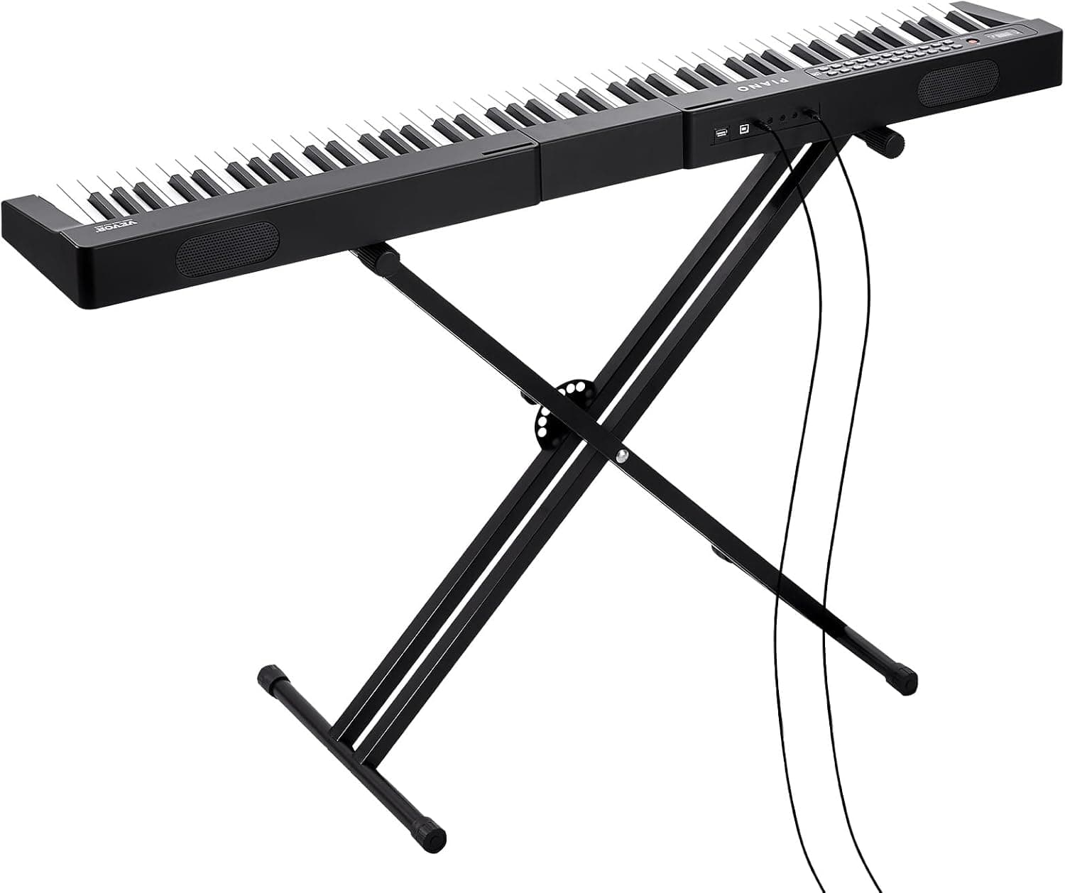 VEVOR Clavier Piano Numérique, 88 Touches Semi-lestées, Ensemble Piano à Clavier Électrique avec Support Réglable, Haut-parleurs Intégrés, Pédale de Sustain, Casque, Bluetooth MIDI USB, pour Débutants