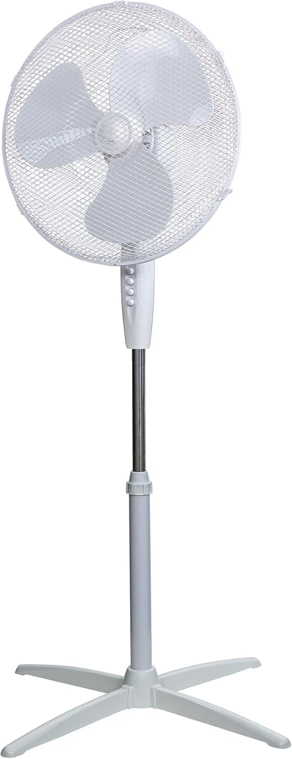 Russell Hobbs 16" Pouces, Léger, Ventilateur Sur Pied, 3 Vitesses, Oscillation Grand Angle, Flux D'Air Puissant, Hauteur Réglable, Blanc - Rhppf1621