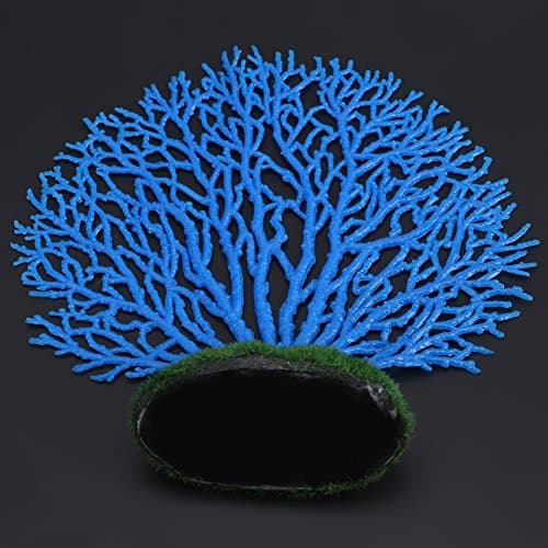 Fdit Ornements Artificielle Décoration Corail Plante Ornement Silicone Décoration Artificielle pour Aquarium Réservoir Poissons(Bleu)