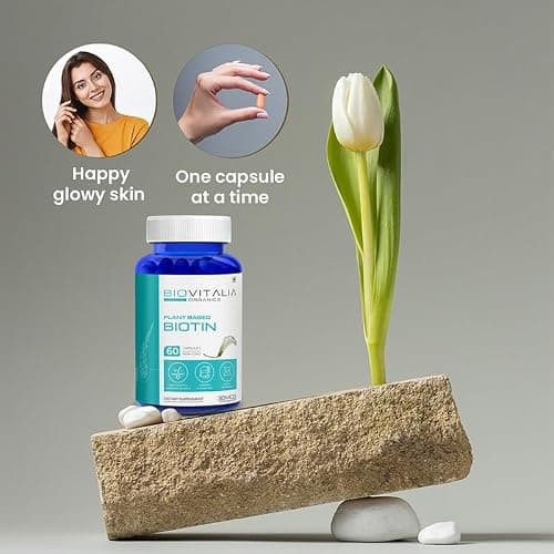 Biovitalia Organics Biotine 30mcg Capsule | Soutient la santé des cheveux et des ongles | Favorise l'équilibre hormonal | Soutenir le métabolisme | Complément alimentaire - 60 Capsules végétaliennes