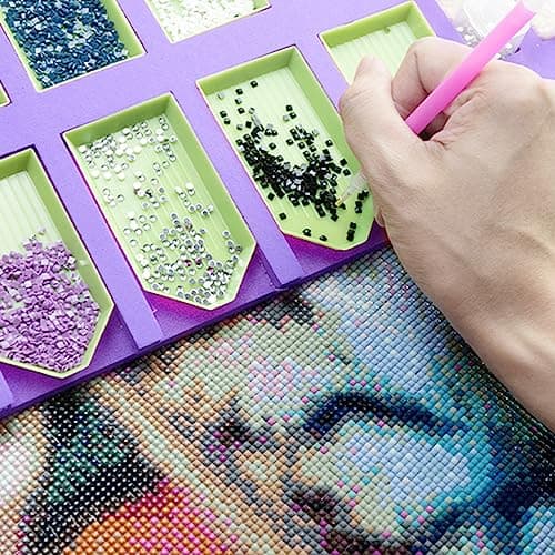 Doafoce Plateau de Peinture Diamant 2 Pièces Organisateur Plateau Peinture Diamant Kit Diamond Painting Accessoires avec 12 Plateaux et 12 Boîtes pour Loisirs créatifs
