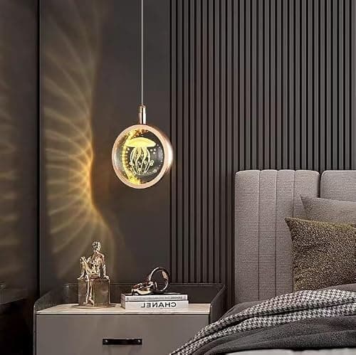 TTNAO Lustres Salon Cuisine Anneaux métalliques Avec K9 Boule de Cristal Moderne Lampe Suspendue Lustre Cristal Chambre Suspensions Lampe Chambre Couloir Salon Cuisine-(Méduses)