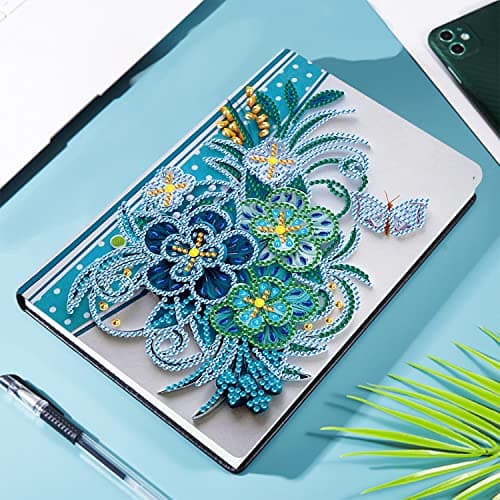 Cahiers de Peinture au Diamant A5 Livre de Journal Diamond Painting d'artisanat au Diamant Fleurs pour Adultes Carnet de Notes A5 Carnet de Croquis Filles A5 Peinture par Numéros Loisirs pour Enfants