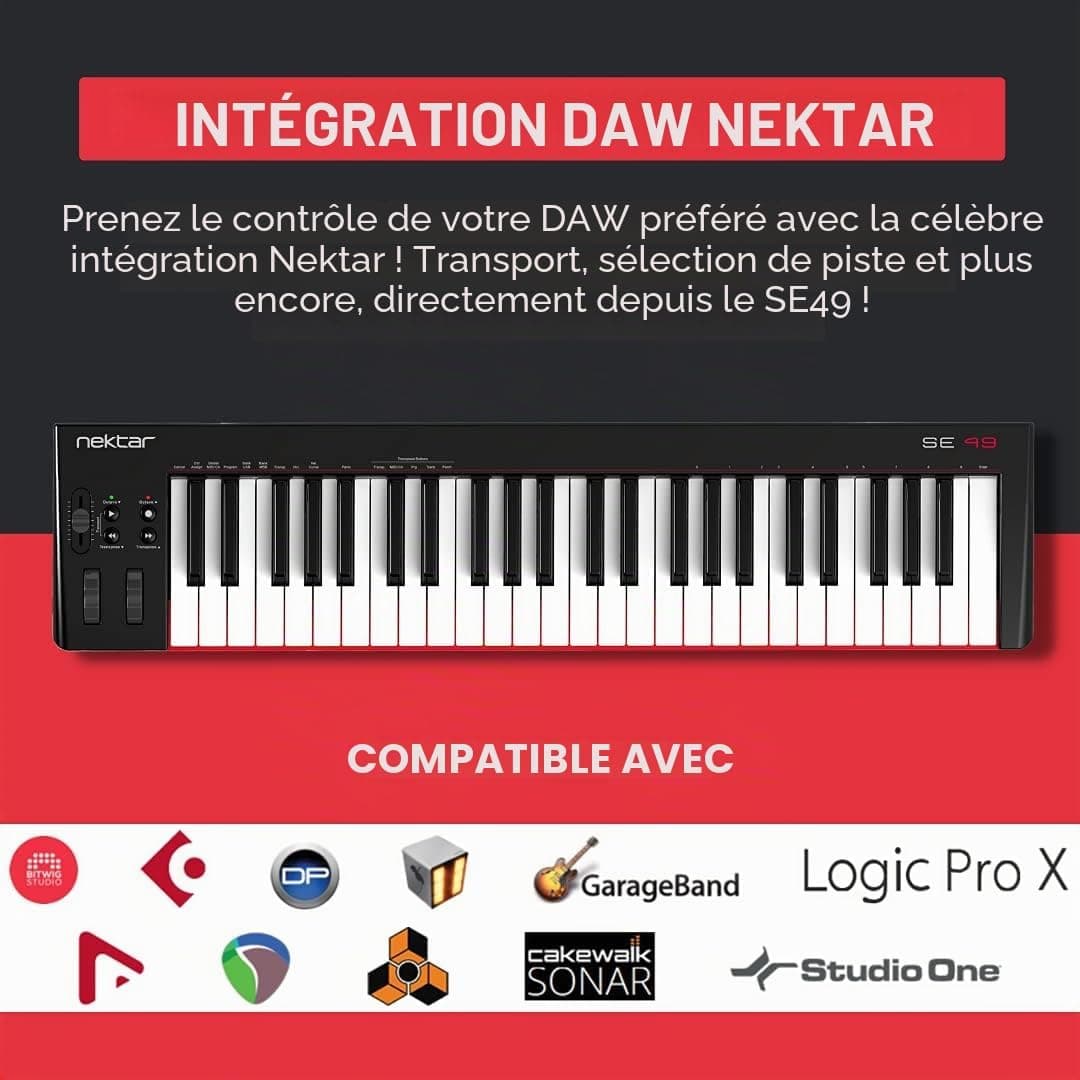 Nektar SE49 Contrôleur de clavier MIDI USB avec intégration Nektar DAW