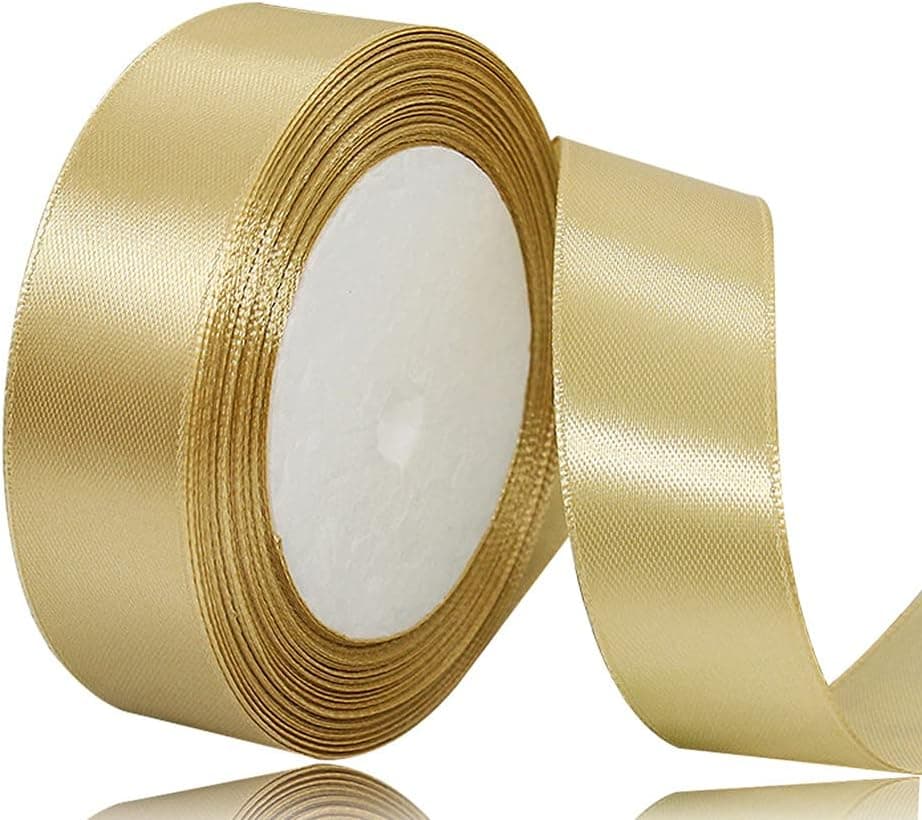 Ruban de satin doré de 20 mm, 22 mètres de ruban de décoration pour mariage, baptême et anniversaire