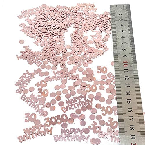 YouU Or Rose 18/30 Ans Anniversaire Décorations pour Filles, Or Rose Joyeux Anniversaire Happy Birthday Table confettis 35g /700 pièces (Or Rose/30 Ans)