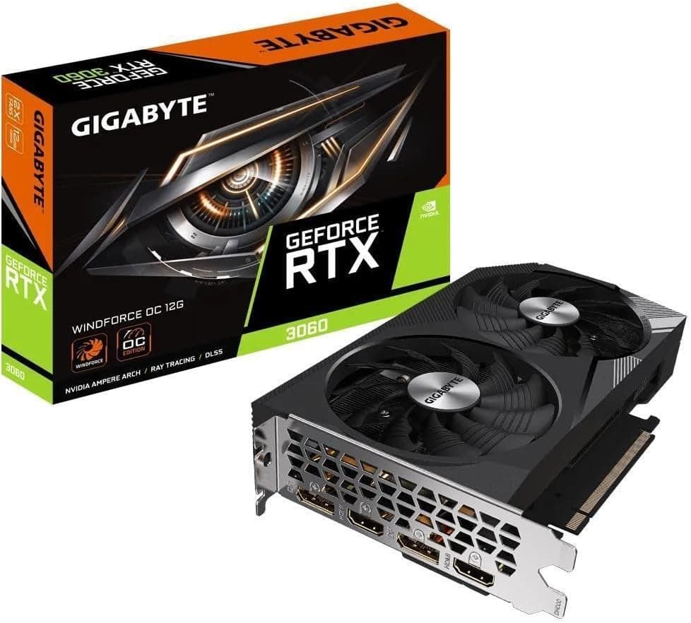 Gigabyte NVIDIA GeForce RTX 3060 WINDFORCE OC V2 Carte graphique - 12GB GDDR6, 192-bit, PCI-E 4.0, 1792MHz Core Clock, 2x DP 1.4, 2 x HDMI 2.1, NVIDIA Ampere - GV-N3060WF2OC-12GD