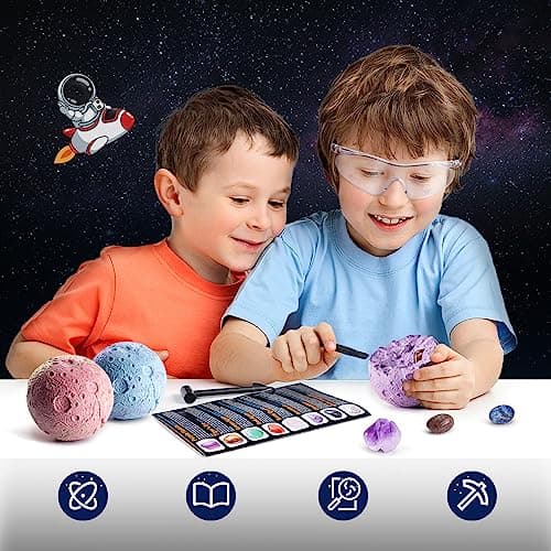 GobiDex Cristaux et Pierres Précieuses, Fossiles et Minéraux Naturels, Archéologie Enfant pour 6 7 8 9 10 Ans, Creuser la Lune, Géologie, Science et Jeu, Cadeaux, Kits Excavation pour Garçon et Fille