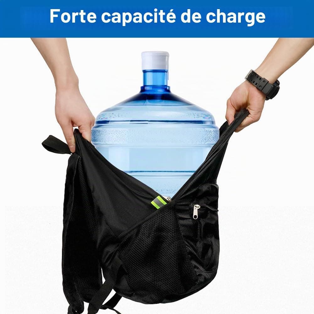 Sac à Dos Pliable Ultra Léger 15L, Noir Sacs à Dos de Randonnée Imperméable | Léger et Portable, pour Homme et Femme, Excursions, Escapades Urbaines, Shopping et Vacances