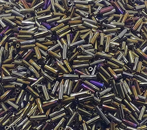 Lot de 3300 perles de rocaille en verre de 6 mm - Perles de bugle en verre - Perles tubes - Perles tiges - Bronze métallisé AB