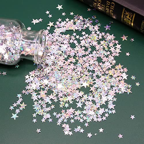 WenmthG Confettis en forme d'étoile, confettis à paillettes étoiles, film pailleté argenté, étoile à paillettes pour fêtes d'anniversaire, décoration de mariage, fête, artisanat, décoration de table à