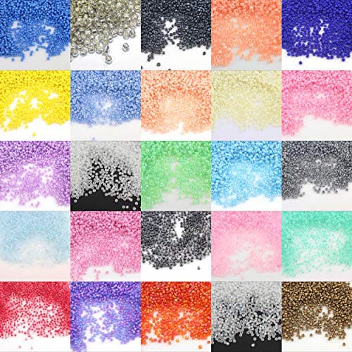 Rocailles Lot de perles rondes en verre de 2 mm 11/0 Dans 75 couleurs différentes 1,5 kg Env. 100.000 pièces au total