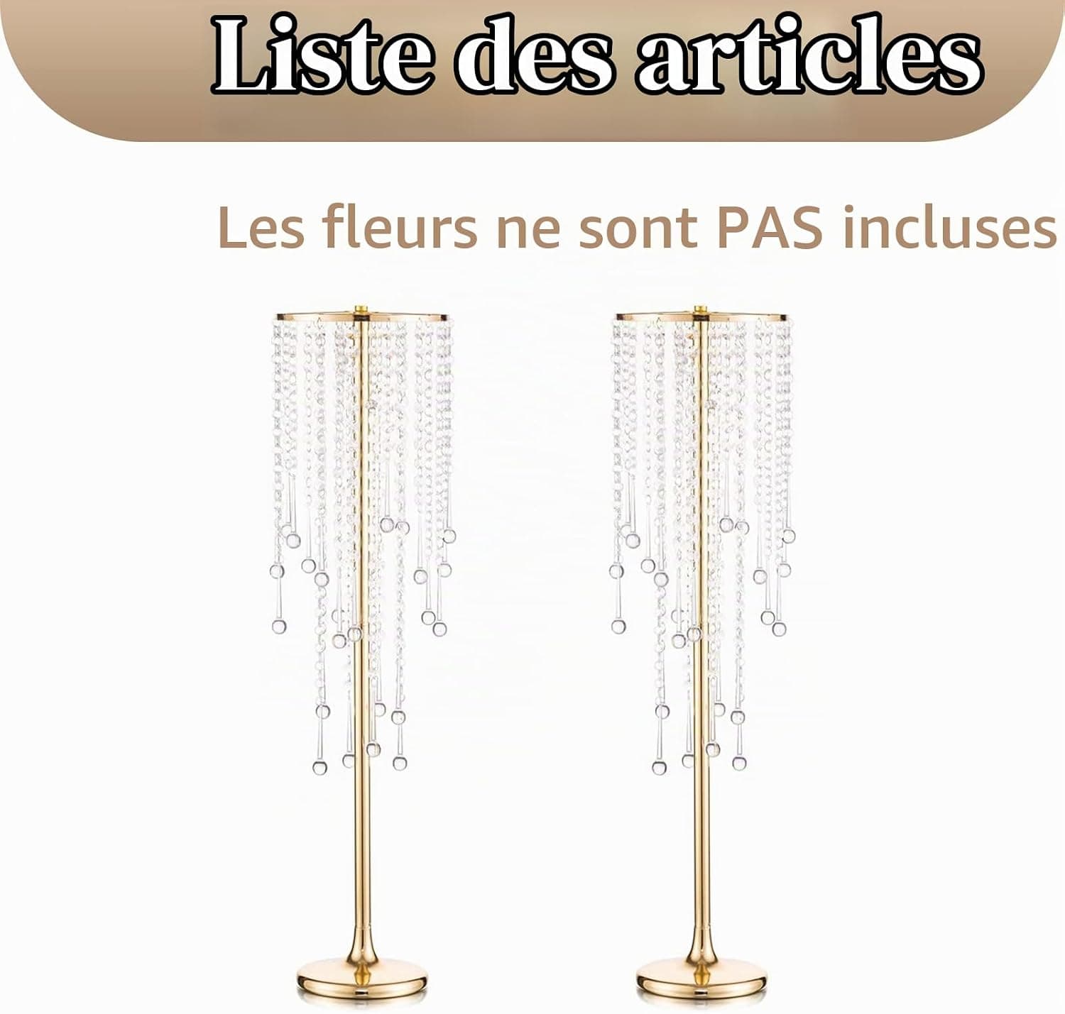Sziqiqi 75cm Métal Or Vase Centre de Table Mariage - 2 Pièces Haut Grand Vases à Fleurs Centre de Table Anniversaire Vase pour Réception Fête Baby Shower Fiançailles