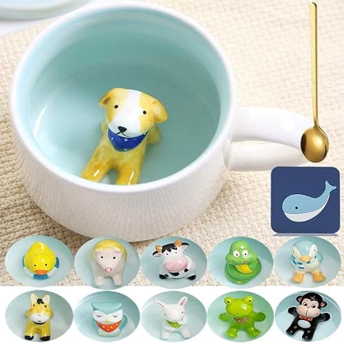 Arawat Mug Cane Tazza Da Caffè Carina Tazza Da Tè In Ceramica 350 Ml Grande Tazza Da Caffè 3d Tazza Divertente Tazza Da Caffè Espresso Tazza Da Caffè Cappuccino Tazza Regalo Carino (Cane)