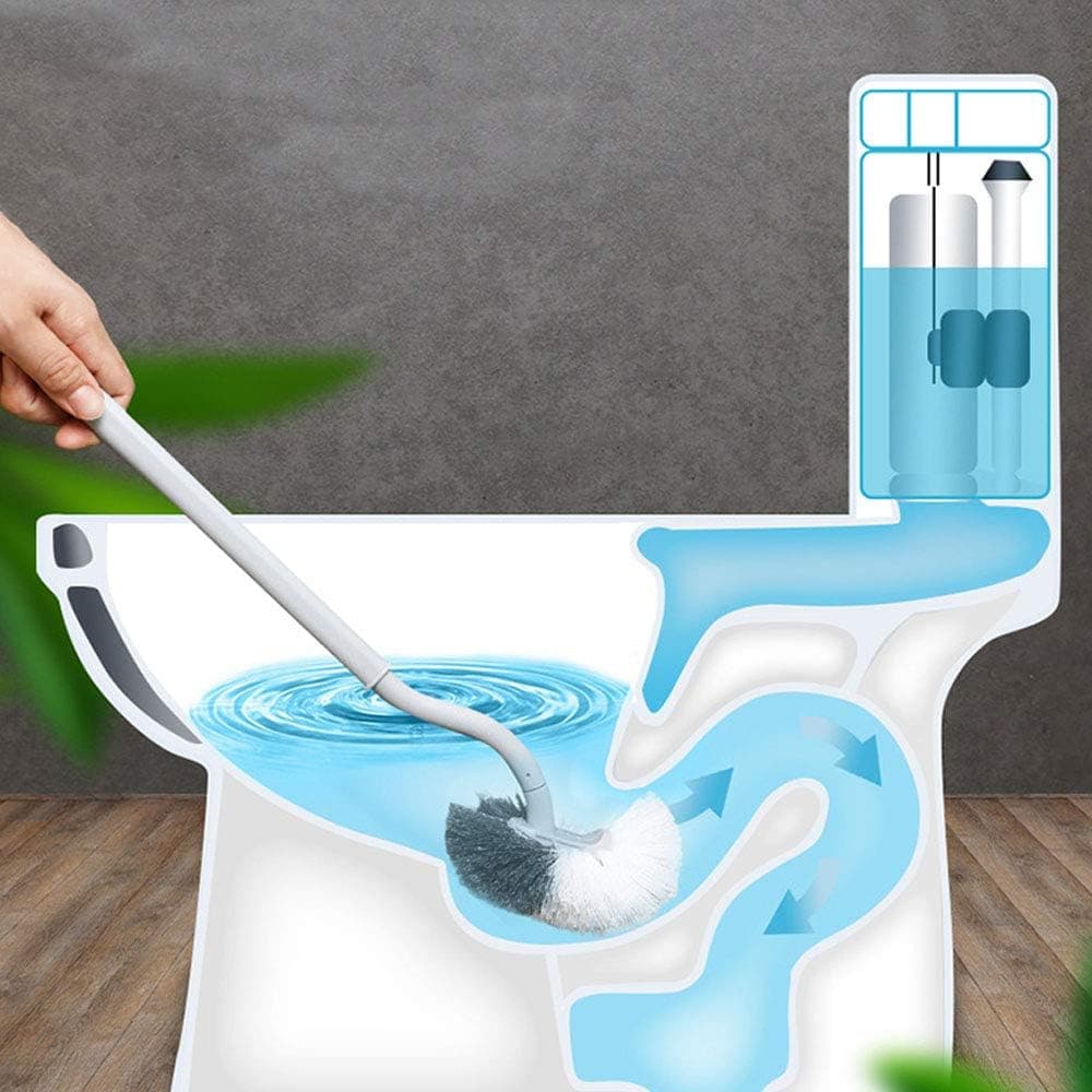 EINESIN Brosse de Toilette, Brosse de Toilette avec nettoyant pour Bords, Long Manche