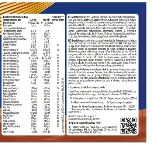 Ensure NutriVigor - Complément alimentaire avec protéines, 27 vitamines et minéraux et HMB - Pour une alimentation saine et équilibrée - Chocolat - 1 x 850 g