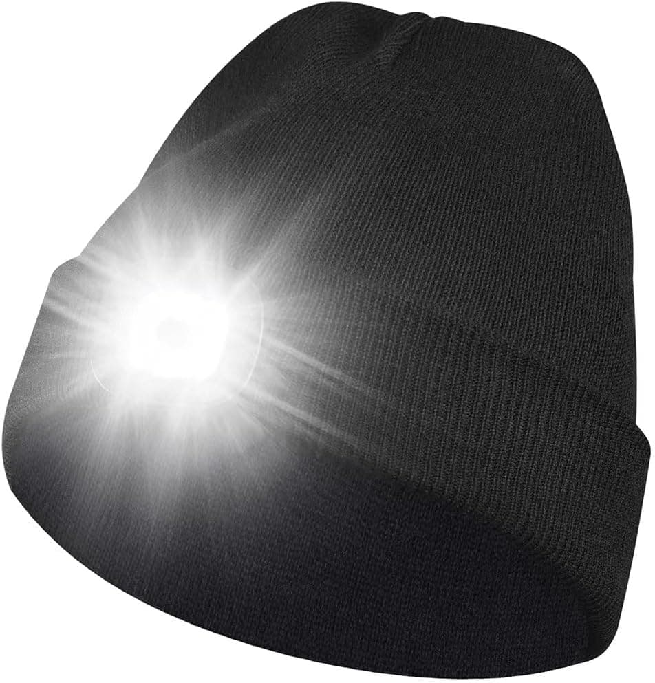 LED Bonnet Lampe Frontale, Étanche Lumière Hiver Chaud Phare Cadeaux pour Hommes et Femmes,vélo Camping Randonnée en Plein air Coiffe Rechargeable