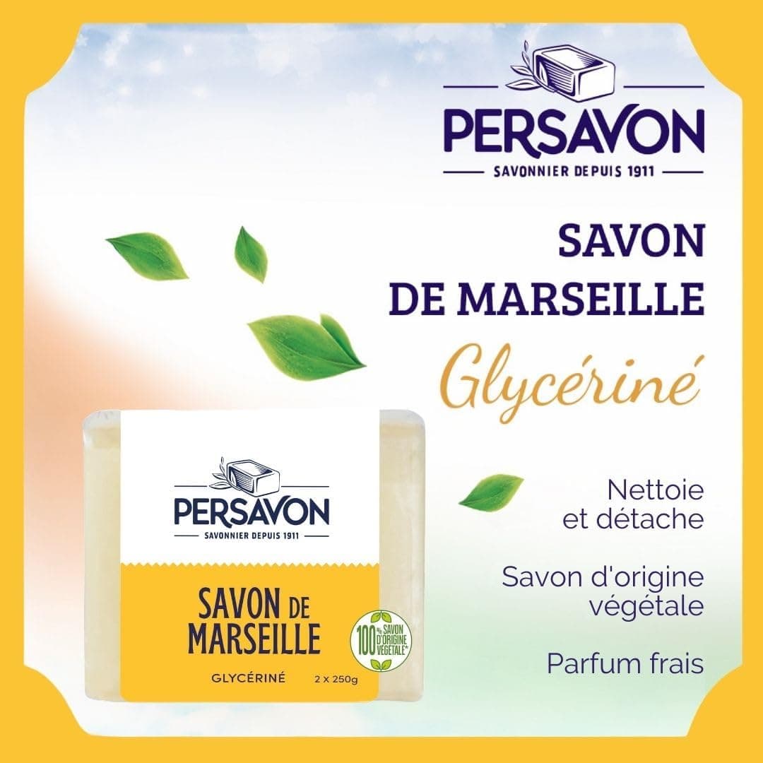Persavon - Savon de Marseille Glycériné Parfum Frais 2x250 g