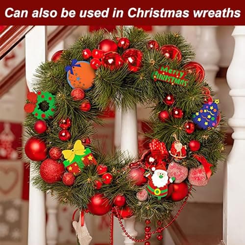 CHEVVY 60pcs.Pendentifs en Bois à Peindre Noël DIY Décoration de Noël en Bois avec 60 Cloches 60 Corde Bois Bricolage Enfants Noël Set Décoration de Noël