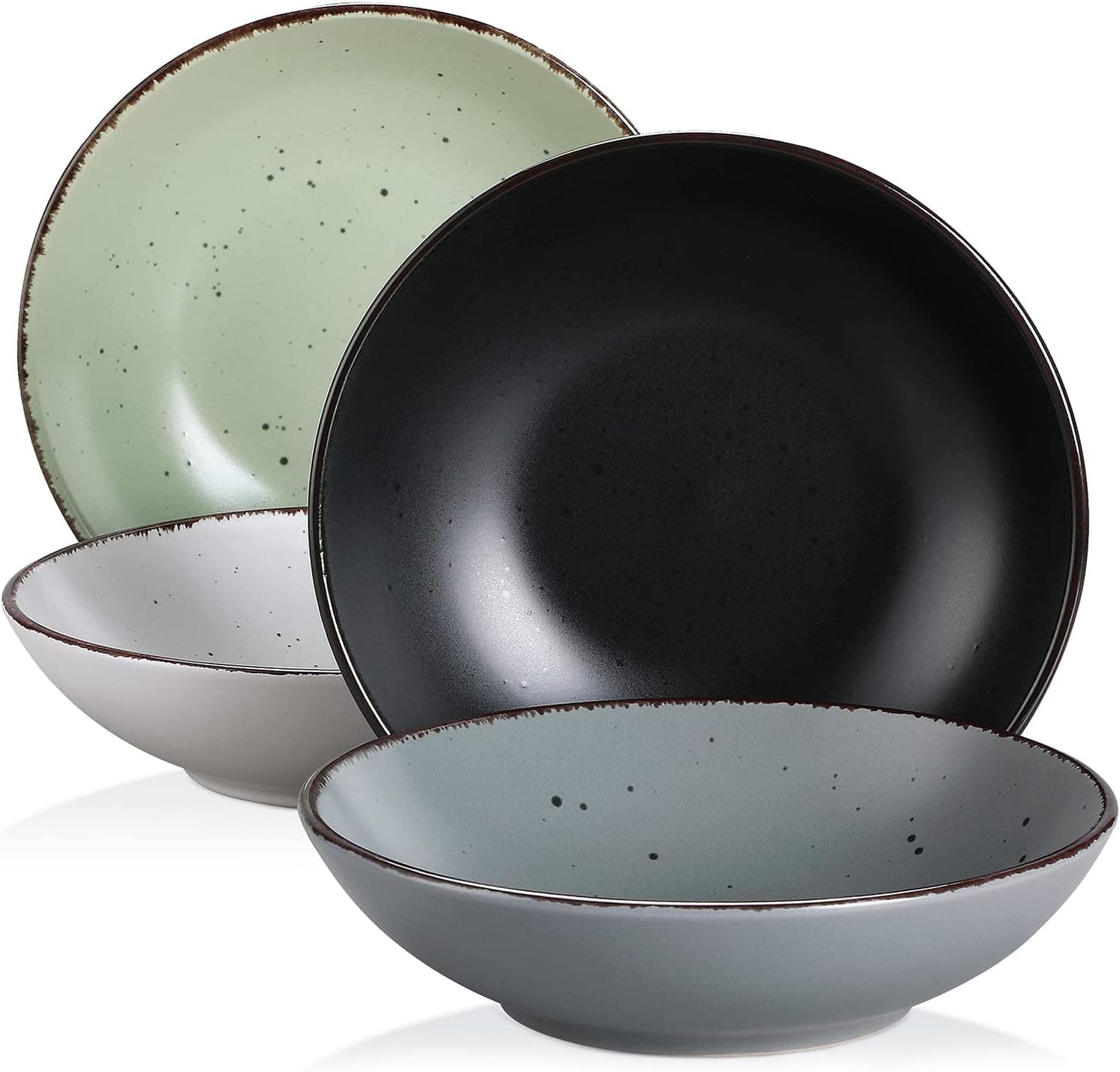 vancasso, Série Moda, Assiette Creuse en Céramique, Assiette à Soupe Saladier - 4 Pièces