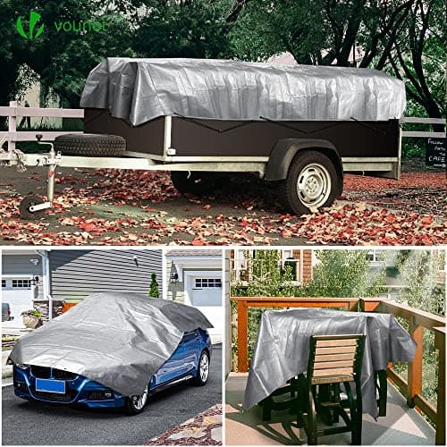 VOUNOT Bâche de Protection en Polyéthylène 240g/m2 Bâche Imperméable Ultra Lourde et Résistante Revêtue des Deux côtés avec Oeillets en Aluminium Couverture Étanche pour Jardin, Piscine 2x3m