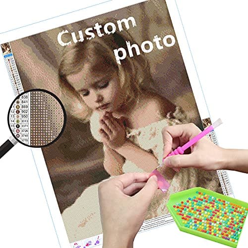GuoPi Photo Personnalisée Diamant Broderie 5D Diy Diamond Painting,Personnalisée Privée,Diamant Rond Complet De,Adapté À La Décoration De La Maison, Cadeaux... (30X50cm)